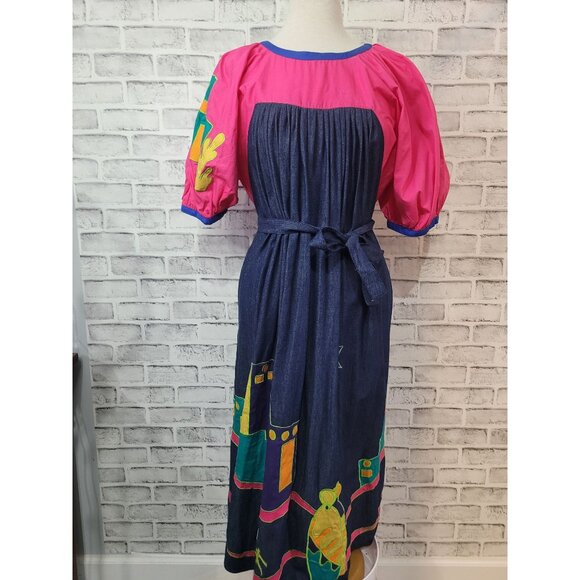 Vintage Southern Image Southwest Adobo Denim Dress Women's Size Medium - Picture 1 of 7